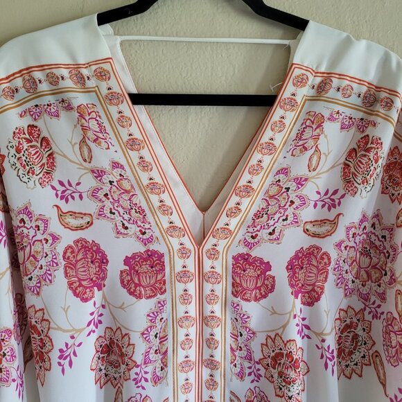2 for $30 Rose + Olive Blouse Top Women's Medium Boho Floral Dolman Sleeves - Picture 3 of 7